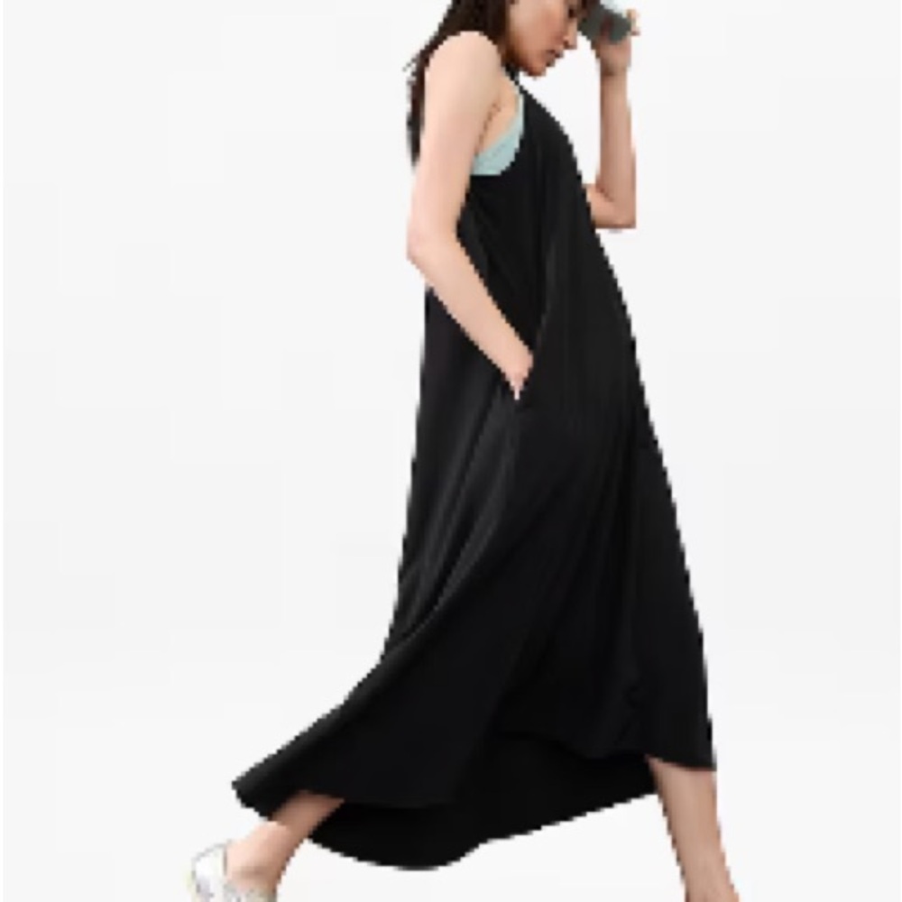 Athleta Presidio Traveler Maxi Dress Black Size M Sleeveless Travel with Pockets